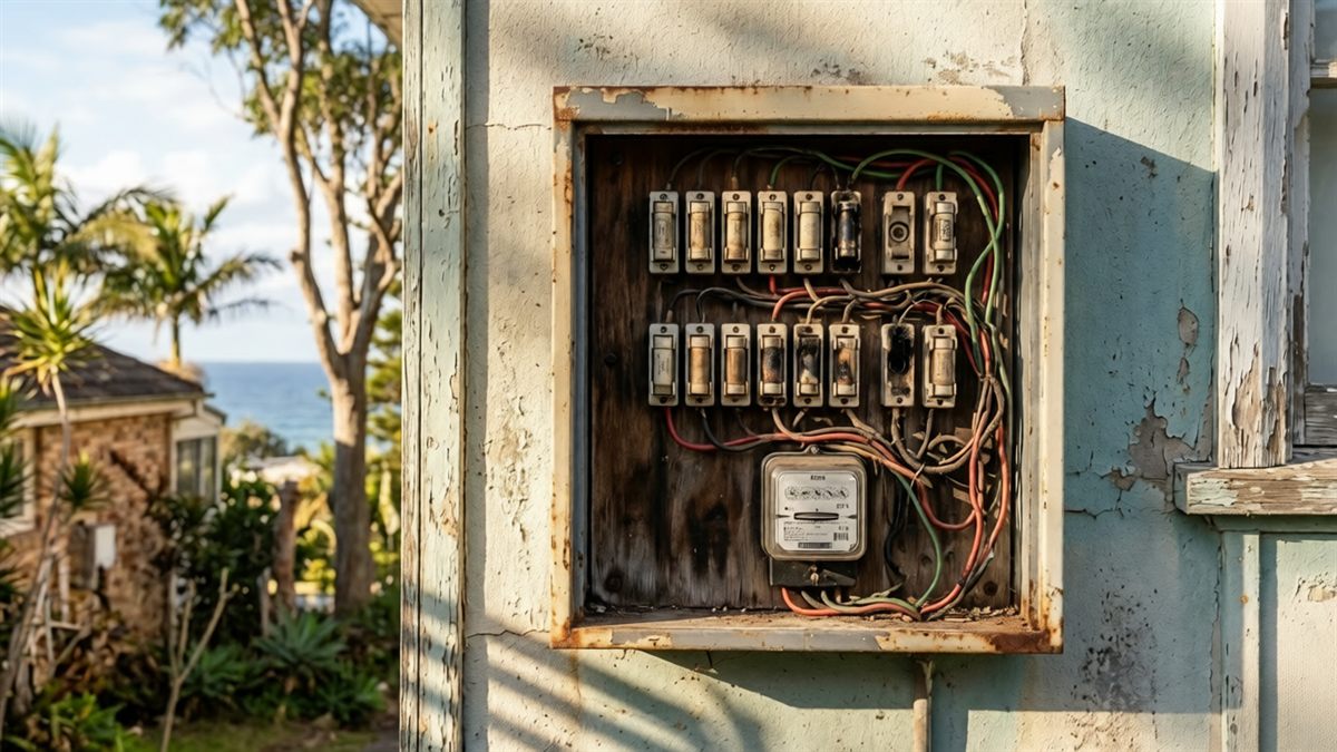 Modern switchboard with safety switches in a Northern Beaches home